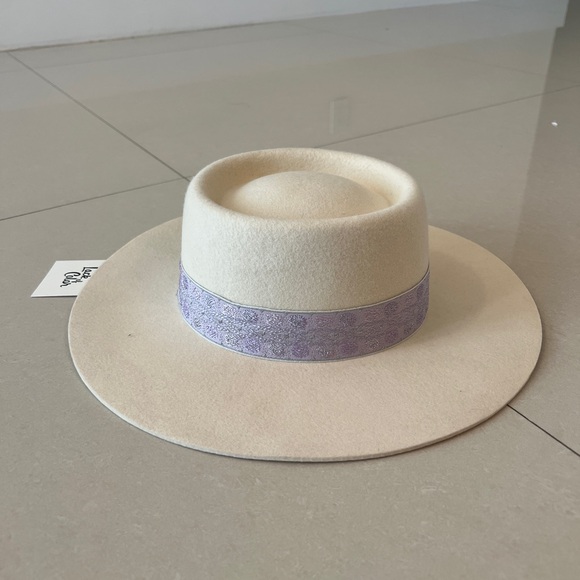 Lack Of Color Cream Hat with Lavender Band 100% Wooo main image 7